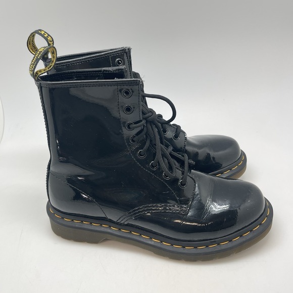 Dr. Martens Shoes - Dr. Martens Black Patent Lace-Up Ankle Boots